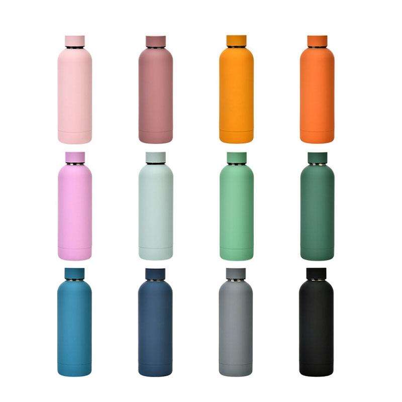 Stainless Steel Outdoor Matte Water Bottle Portable Sports Water Cup Rubber Paint Insulation Cup(...