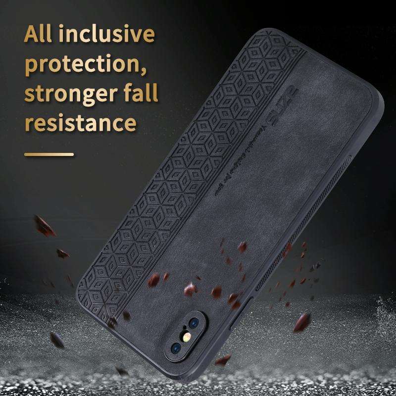 For iPhone X / XS AZNS 3D Embossed Skin Feel Phone Case(Brown)
