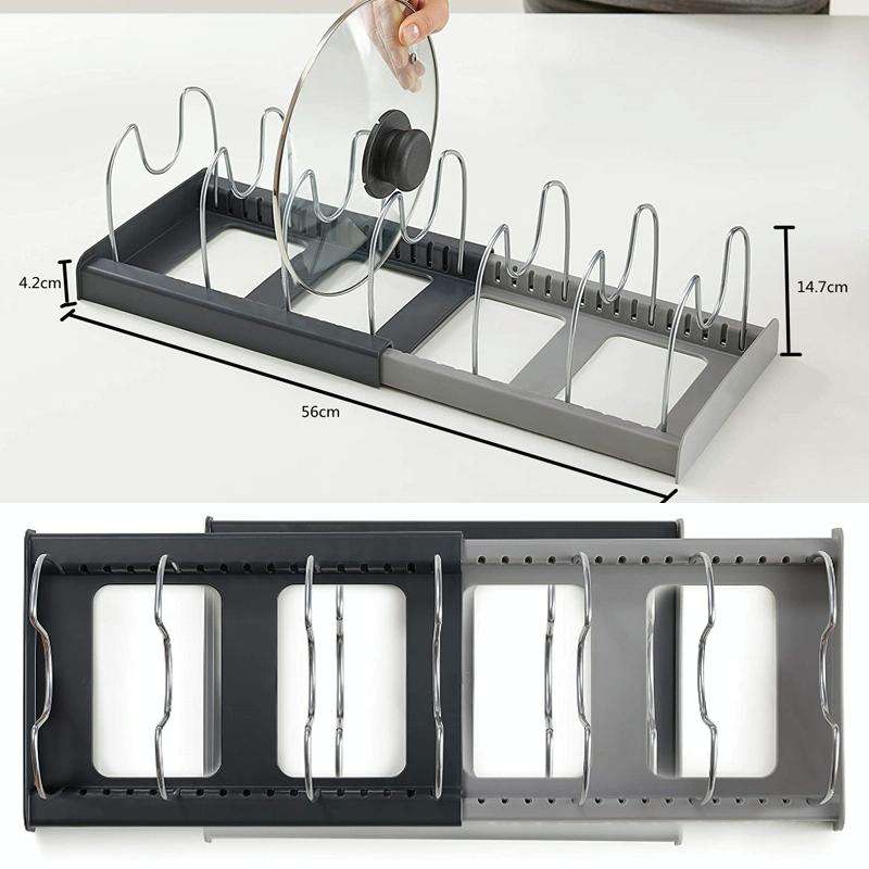 Adjustable Kitchen Shelf Kitchenware Cutting Board Pot Cover Telescopic Shelf