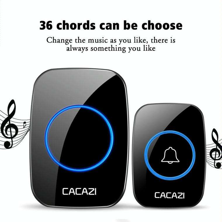 CACAZI A10DC 1 To 2 Battery Type Home Smart Waterproof Electronic Wireless Doorbell(White)