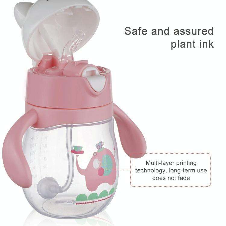 Infant Toddler Drink Cup Child Plastic Leakproof Cartoon Straw Cup With Handle Gravity Ball, Size...