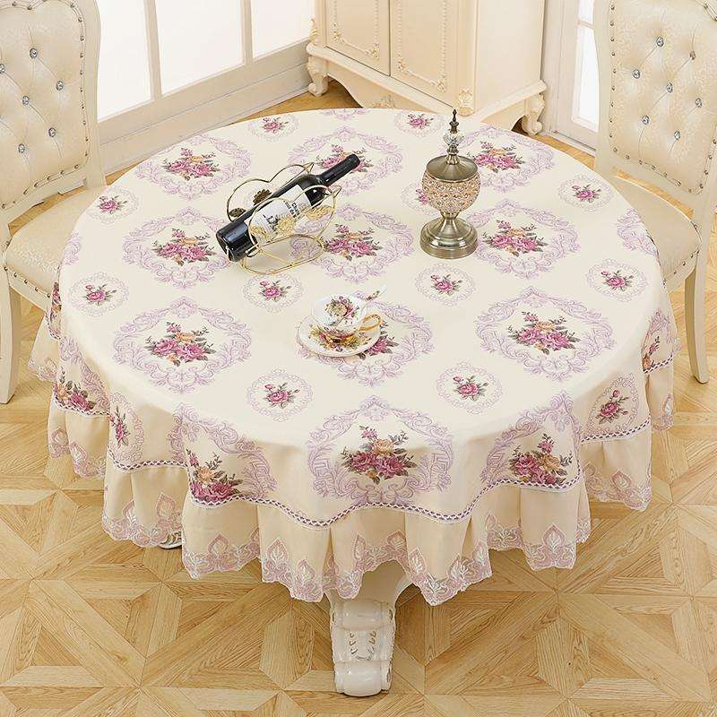 Home Fabric Round Tablecloth Hotel Disposable Anti-scald Table Mats, Size:180cm(European Purple)