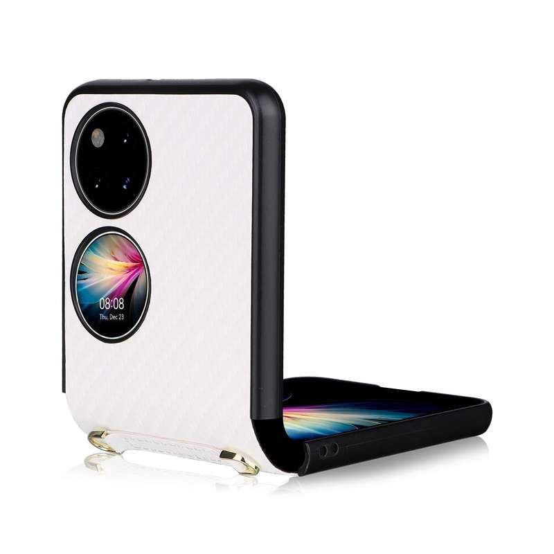 For Huawei P50 Pocket Carbon Fiber Texture PU + TPU Phone Case(Wine)