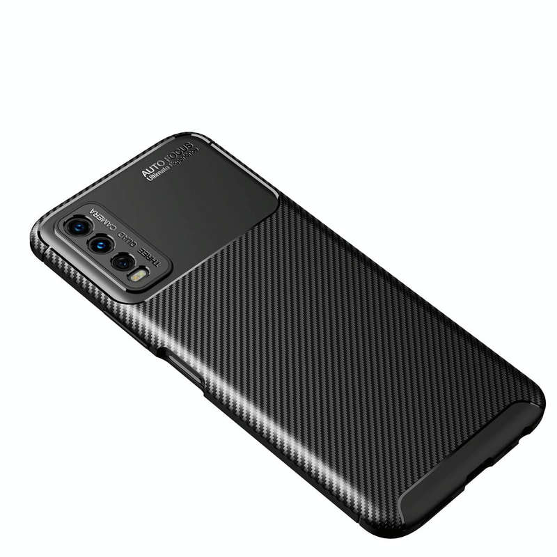 For vivo Y20 Carbon Fiber Texture Shockproof TPU Case(Black)