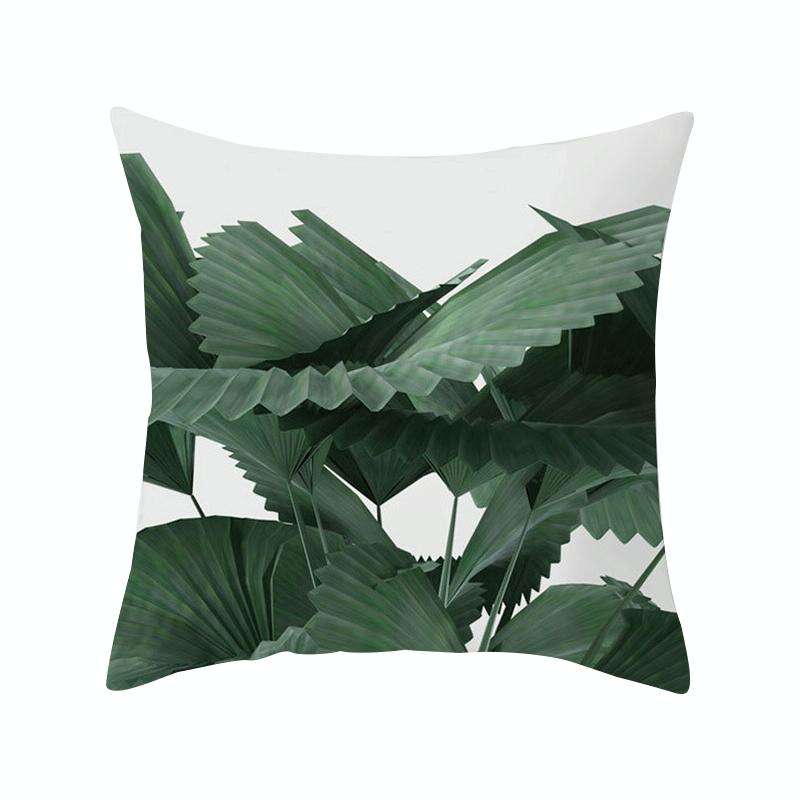 Tropical Plants Pillow Case Polyester Decorative Pillowcases Green Leaves Throw Pillow Cover Squa...