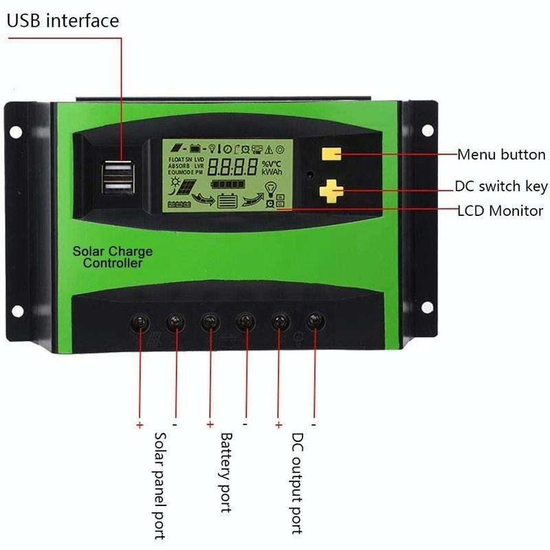 20A 12V/24V AUTO PWM Solar Charge Controller USB Output Solar Controller