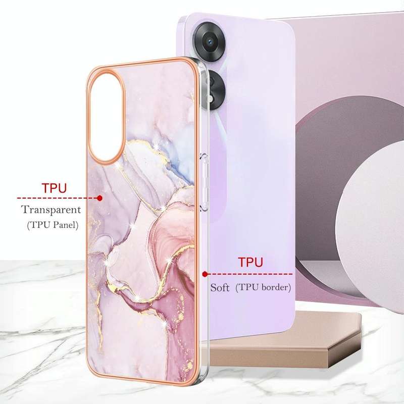 For OPPO A78/A58 Electroplating Marble Dual-side IMD Phone Case(Rose Gold 005)