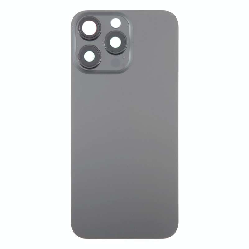 For iPhone 15 Pro Glass Battery Back Cover with Camera Lens Cover(Black)