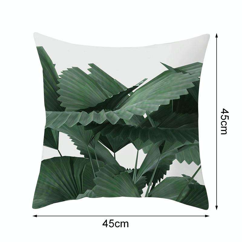 Tropical Plants Pillow Case Polyester Decorative Pillowcases Green Leaves Throw Pillow Cover Squa...