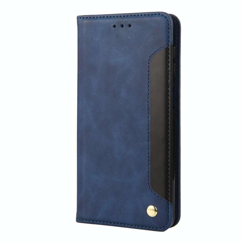 For Samsung Galaxy A04 Skin Feel Splicing Leather Phone Case(Blue)