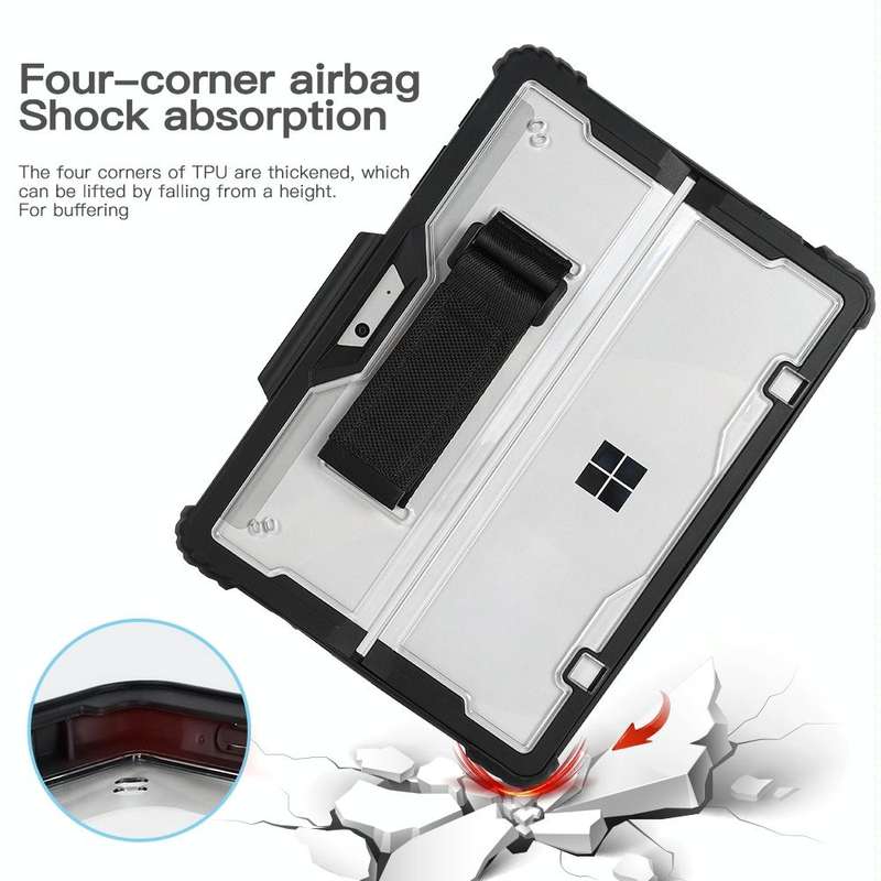 For MicroSoft Surface Go 1 / 2 / 3 Acrylic Transparent Hand Strap Laptop Case