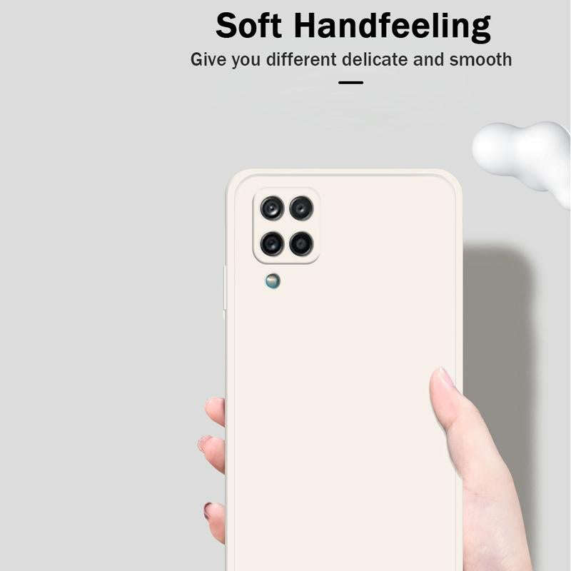 For Samsung Galaxy A12 5G Solid Color Imitation Liquid Silicone Straight Edge Dropproof Full Cove...