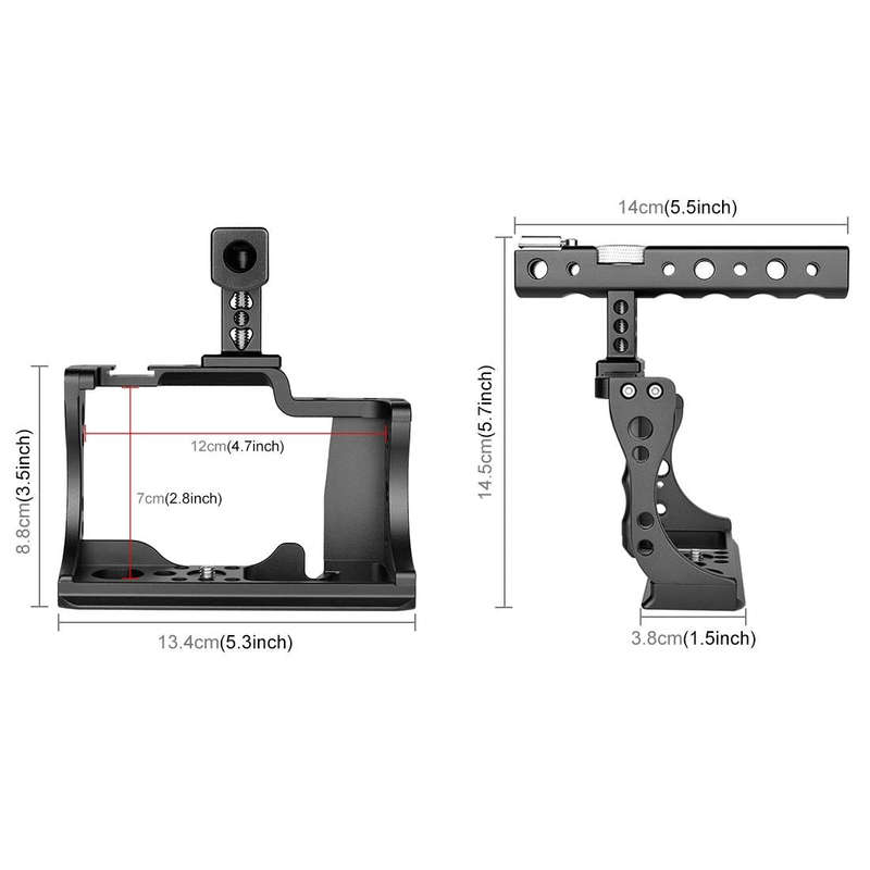 PULUZ Video Camera Cage Stabilizer with Handle for Canon EOS M50(Black)