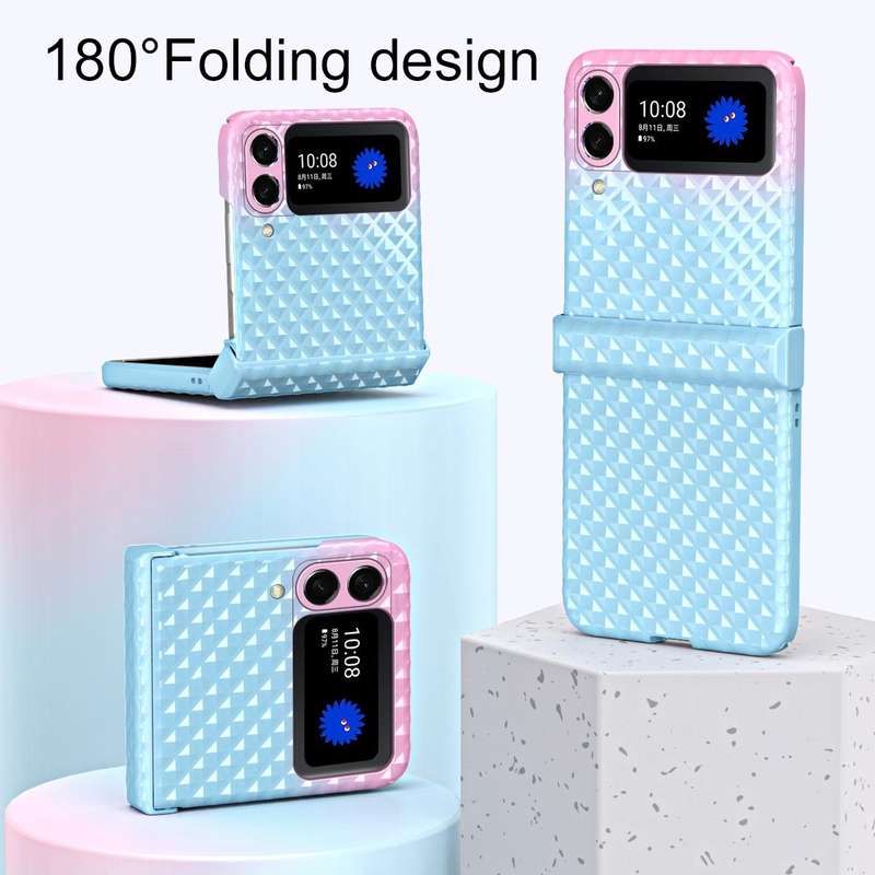 For Samsung Galaxy Z Flip4 Rainbow Gradient Hinge Shockproof Phone Case(Pink Green)
