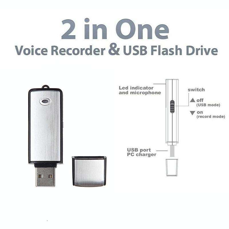 USB Voice Recorder + 8GB USB Flash Disk(Black)