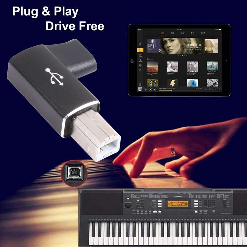 USB-C / Type C Female to USB 2.0 B MIDI Male Adapter for Electronic Instrument / Printer / Scanne...