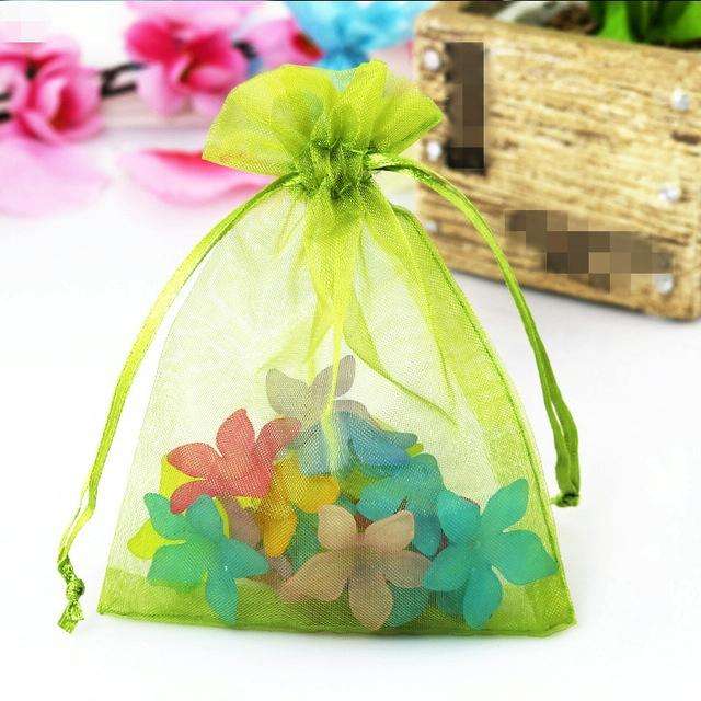 100 PCS Organza Gift Bags Jewelry Packaging Bag Wedding Party Decoration, Size: 7x9cm(D19 Olive G...