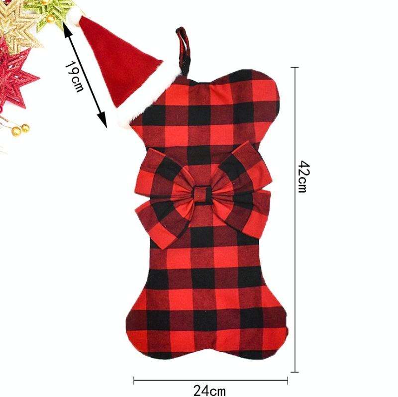 Home Christmas Decoration Pendant Children Candy Gift Bag(Black White Grid)