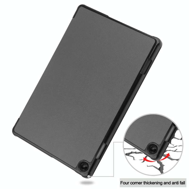 For Lenovo Tab M10 3rd Gen / TB328FU Custer Pure Color 3-Fold Holder Smart Leather Tablet Case(Grey)