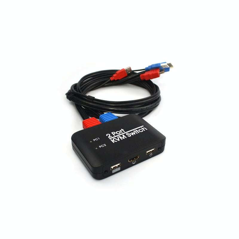 2 Ports USB HDMI KVM Switch Switcher with Cable for Monitor, Keyboard, Mouse, HDMI Switch, Suppor...