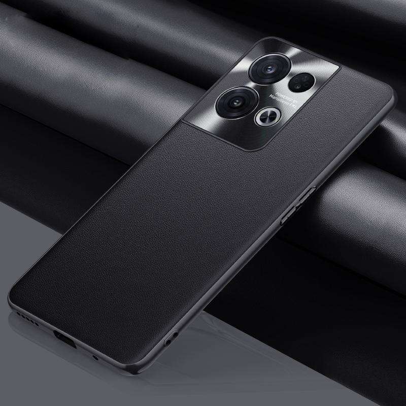 For OPPO Reno8 Pro Plain Skin Leather Phone Case(Black)