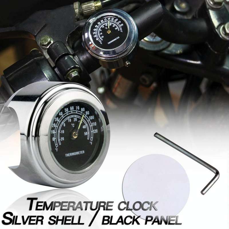 2 PCS Motorcycle 22-25mm Handlebar Thermometer (Black)