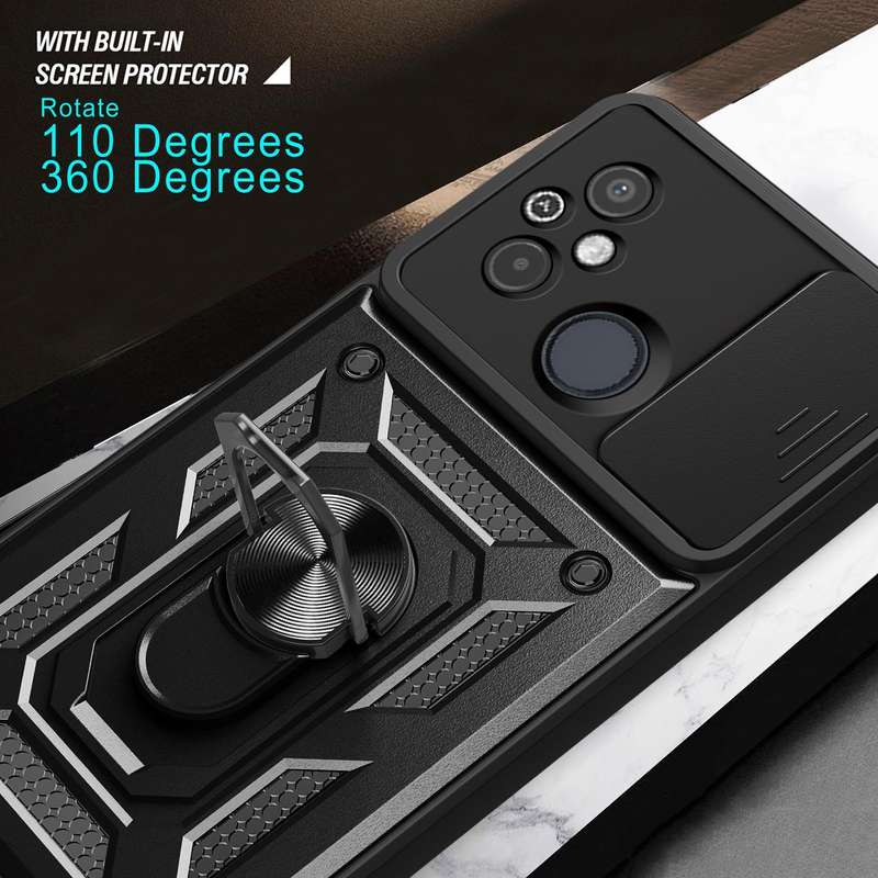 For Xiaomi Redmi 12 4G Sliding Camera Cover Design TPU Hybrid PC Phone Case(Silver)