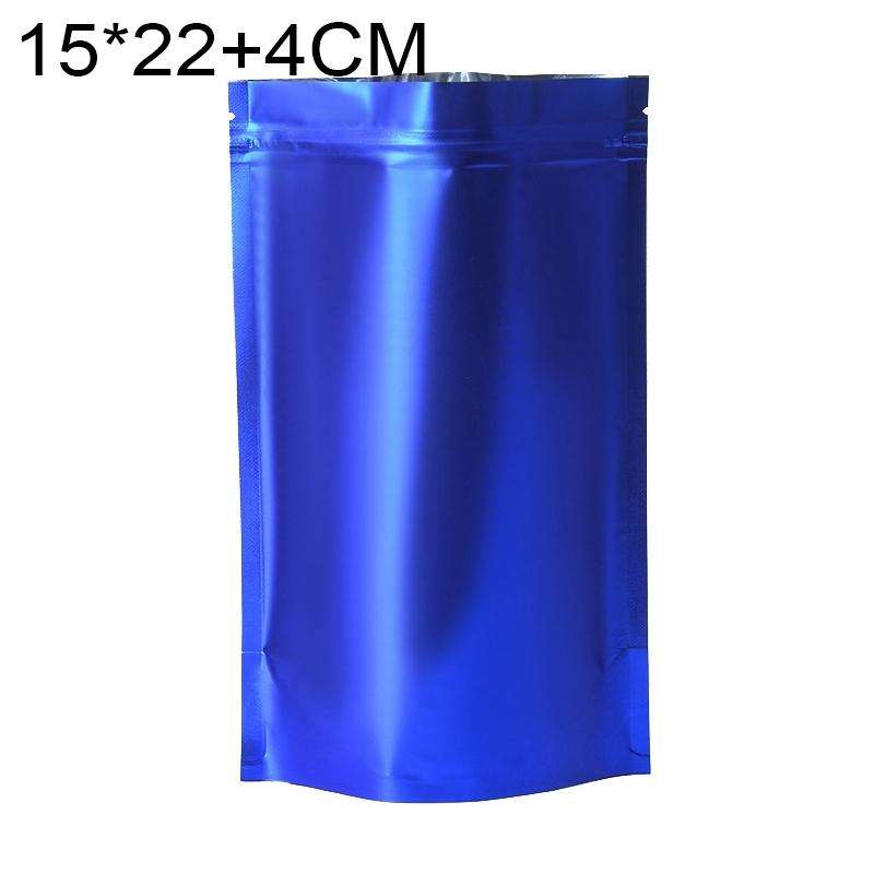 100 PCS/Set Matte Aluminum Foil Snack Stand-up Pouch, Size:15x22+4cm(Blue)