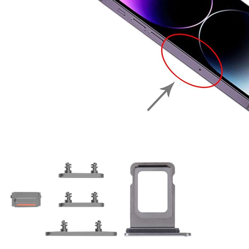 SIM Card Tray + SIM Card Tray + Side Keys for iPhone 14 Pro Max (Black)