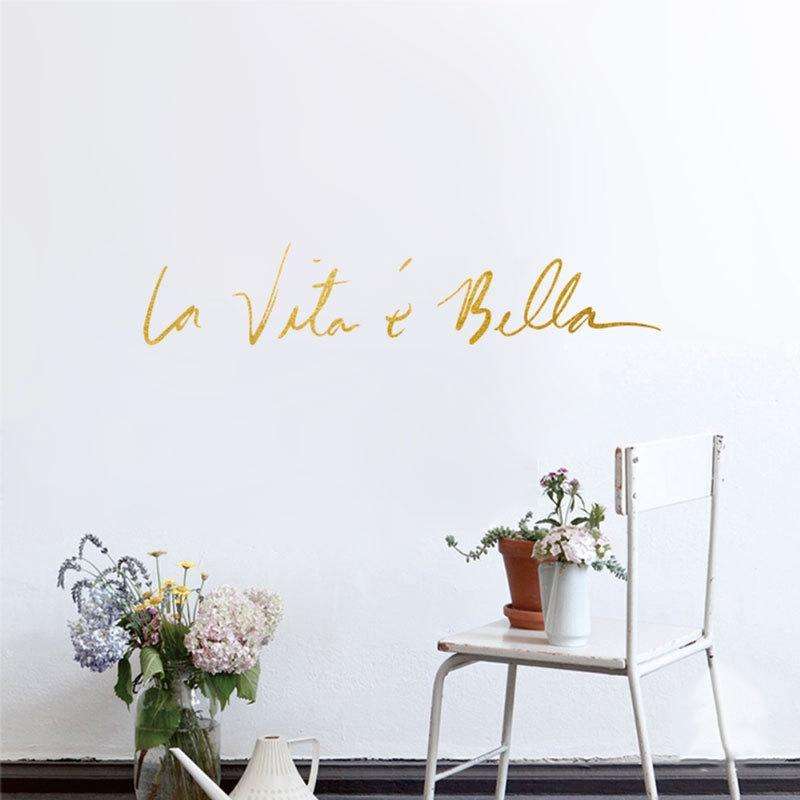 Italian Beautiful Life Decorative Wall Stickers, Size:40x8cm(Gold)