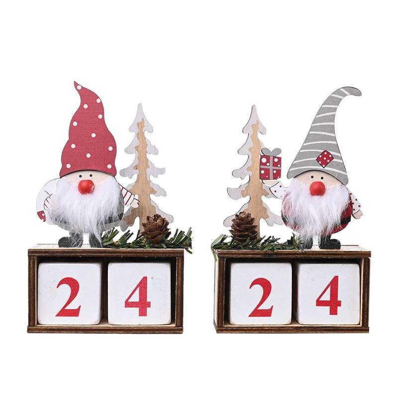 Christmas Wooden Pine Cone Calendar Ornaments Decorative Wooden Calendar Countdown Ornaments(Red ...
