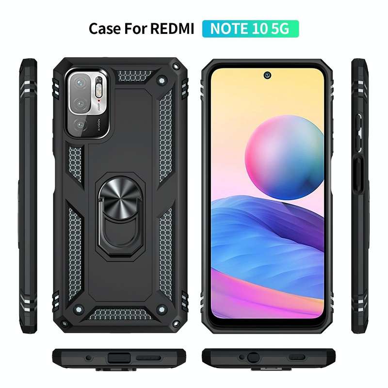 For Xiaomi Redmi Note 10 5G Shockproof TPU + PC Protective Case with 360 Degree Rotating Holder(B...