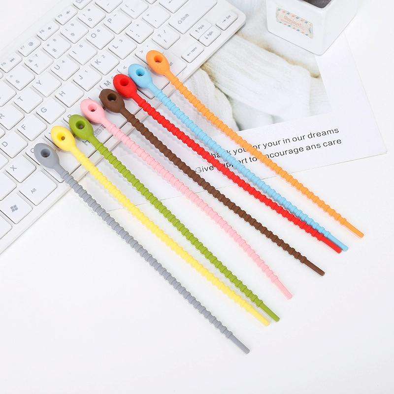 20 PCS Silicone Data Cable Storage Strap Cable Organizer(Grey)