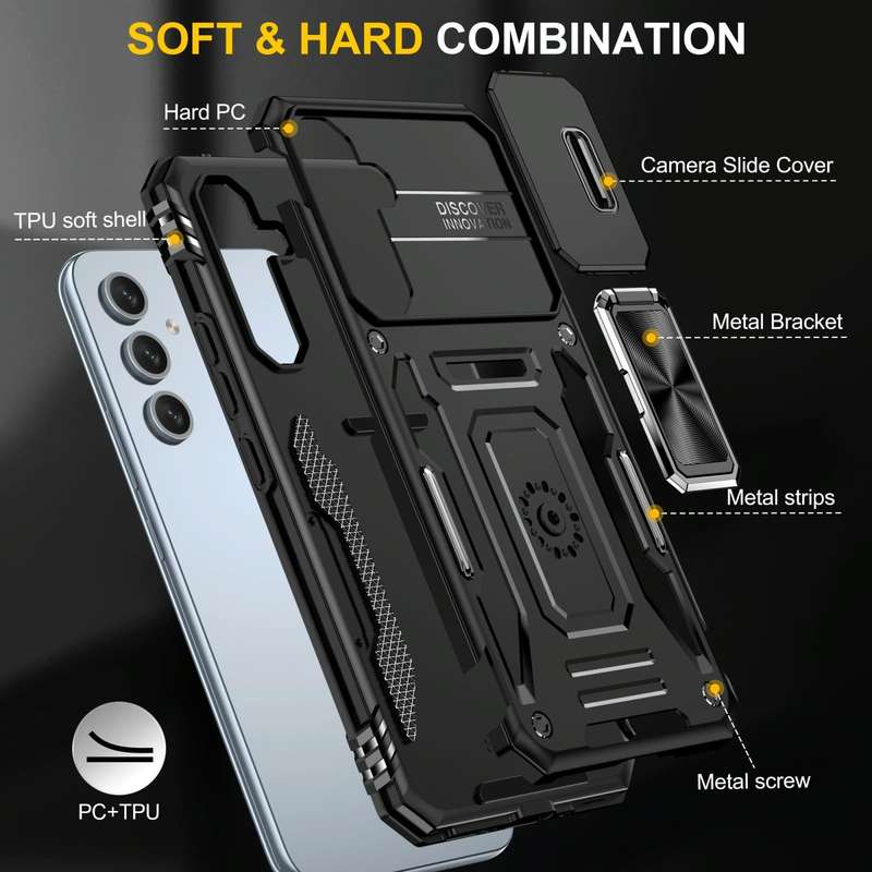 For Samsung Galaxy S23 FE 5G Armor PC + TPU Camera Shield Phone Case(Black)