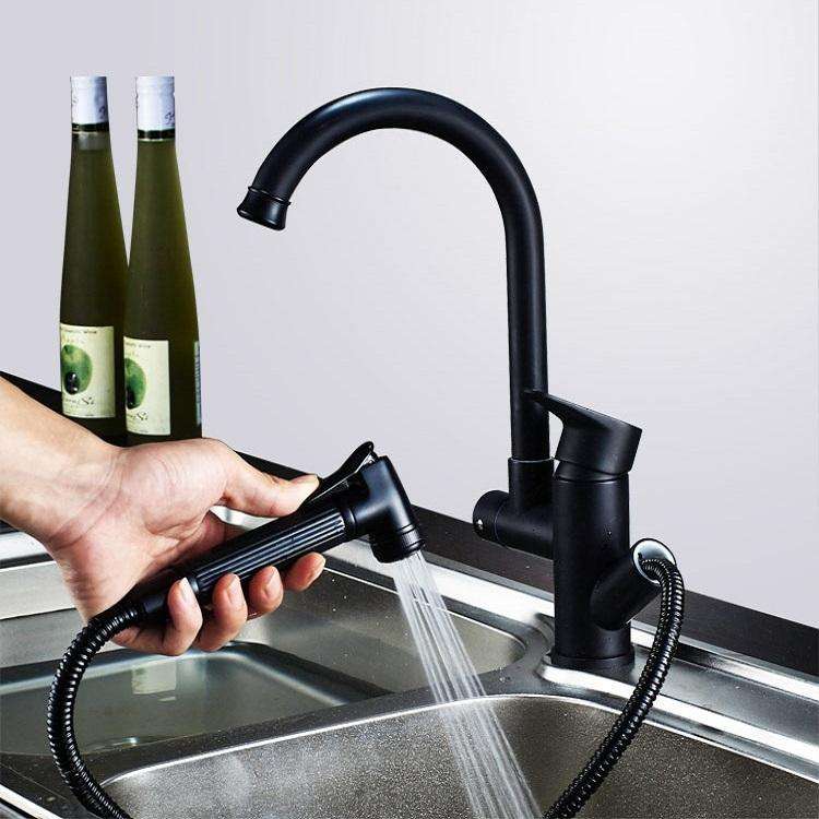 Kitchen Pull-Out Double Faucet Water Table Hot And Cold Water Faucet, Specification: Round Univer...