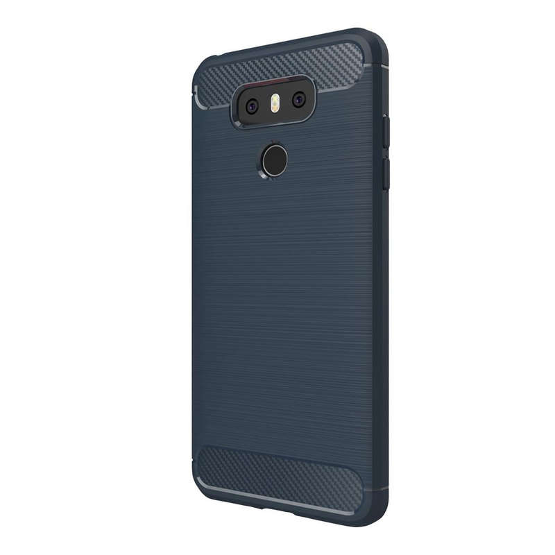 For LG G6 Brushed Carbon Fiber Texture Shockproof TPU Protective Cover Case (Blue)
