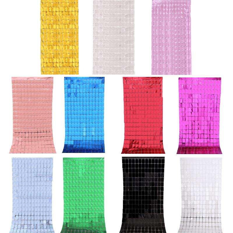 2 PCS 1x2M Square Rain Silk Door Curtain Birthday Party Background Wall Decoration(Rose Gold)
