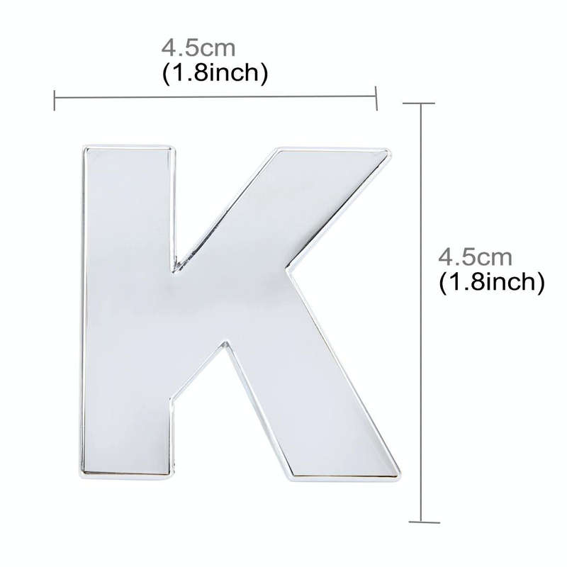 Car Vehicle Badge Emblem 3D English Letter K Self-adhesive Sticker Decal, Size: 4.5*4.5*0.5cm
