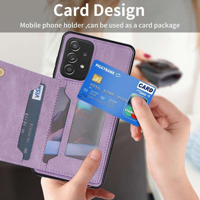 For Samsung Galaxy A53 5G Zipper Card Holder Phone Case(Purple)