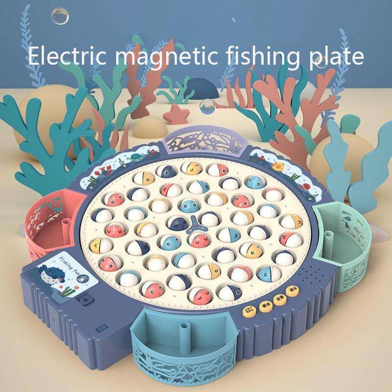 Magnetic Fishing Toy Children Educational Multifunctional Music Rotating Fishing Plate, Colour: H...