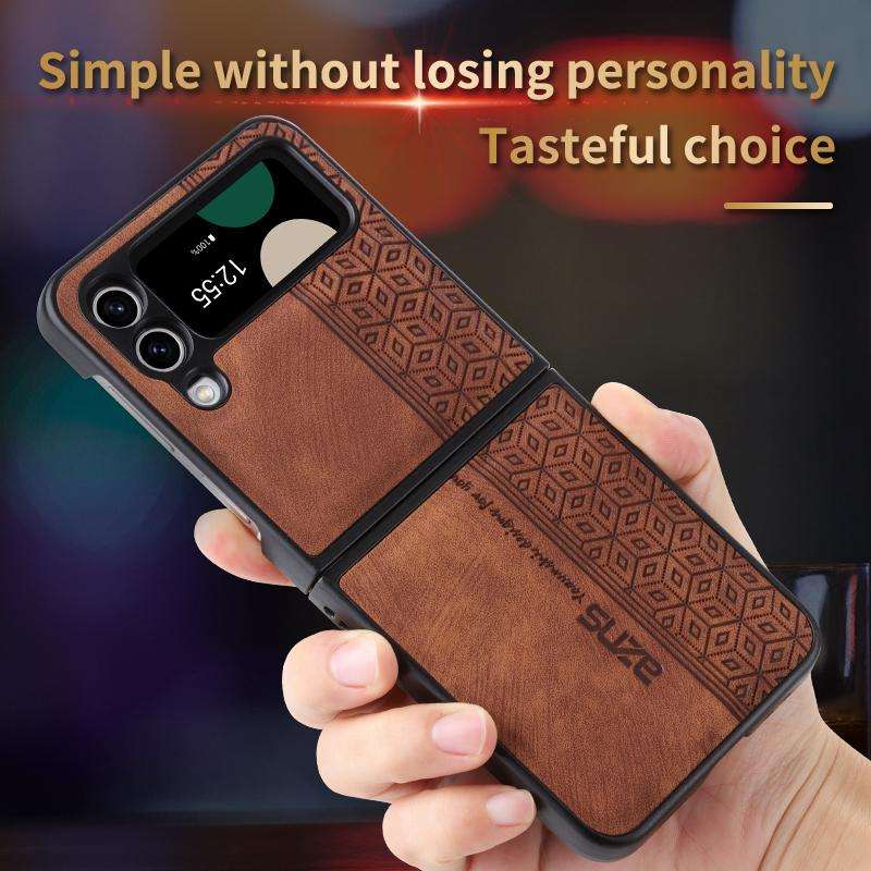 For Samsung Galaxy Z Flip4 5G AZNS 3D Embossed Skin Feel Phone Case(Brown)