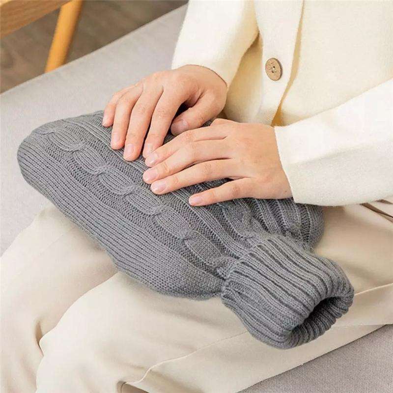 Hot Water Bottle Solid Color Knitting Cover (Without Hot Water Bottle) Water-filled Hot Water Sof...