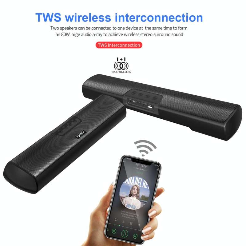 HXSJ Q3 Bluetooth 5.0 Household Extended Desktop Wall-hanging Wireless Bass Bluetooth Speaker(Black)