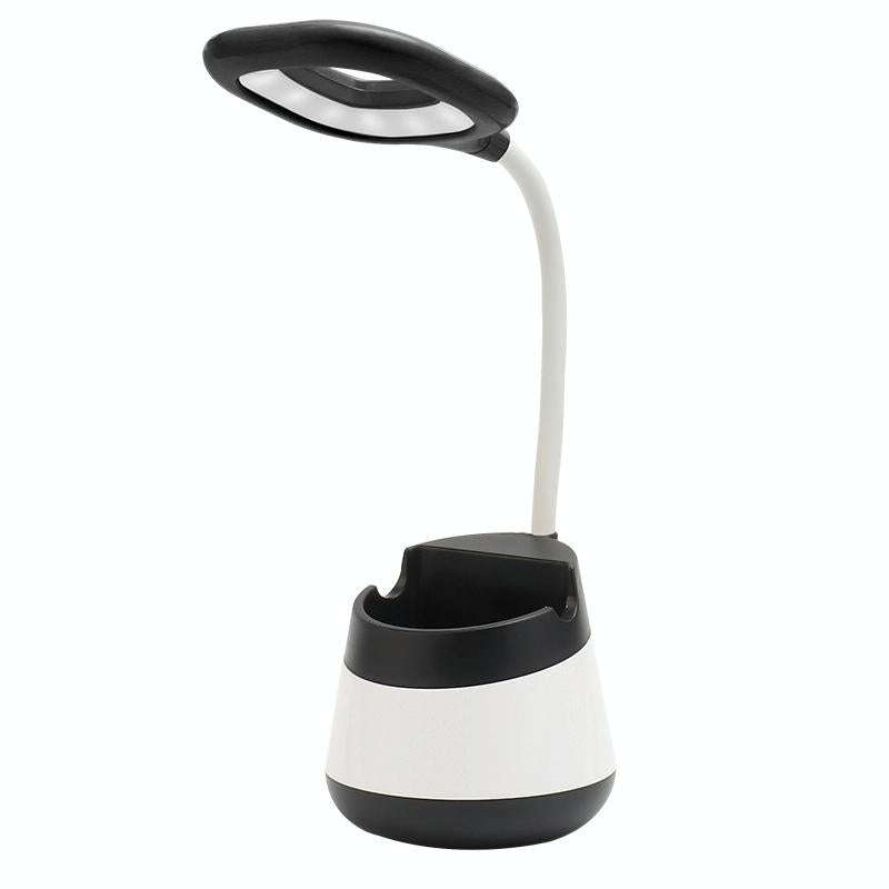 USB Charging LED Desk Light Eye Protection Lamp with Pen Holder and Phone Holder(CS276-3 Black)