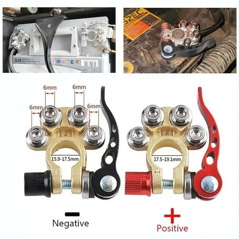 1 Pair Car Battery Terminals Quick Disconnect Cables Connectors, with L Wrench + 40A Terminal + I...