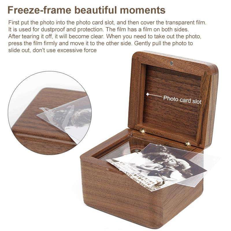 Frame Style Music Box Wooden Music Box Novelty Valentine Day Gift,Style: Walnut Gold-Plated Movement