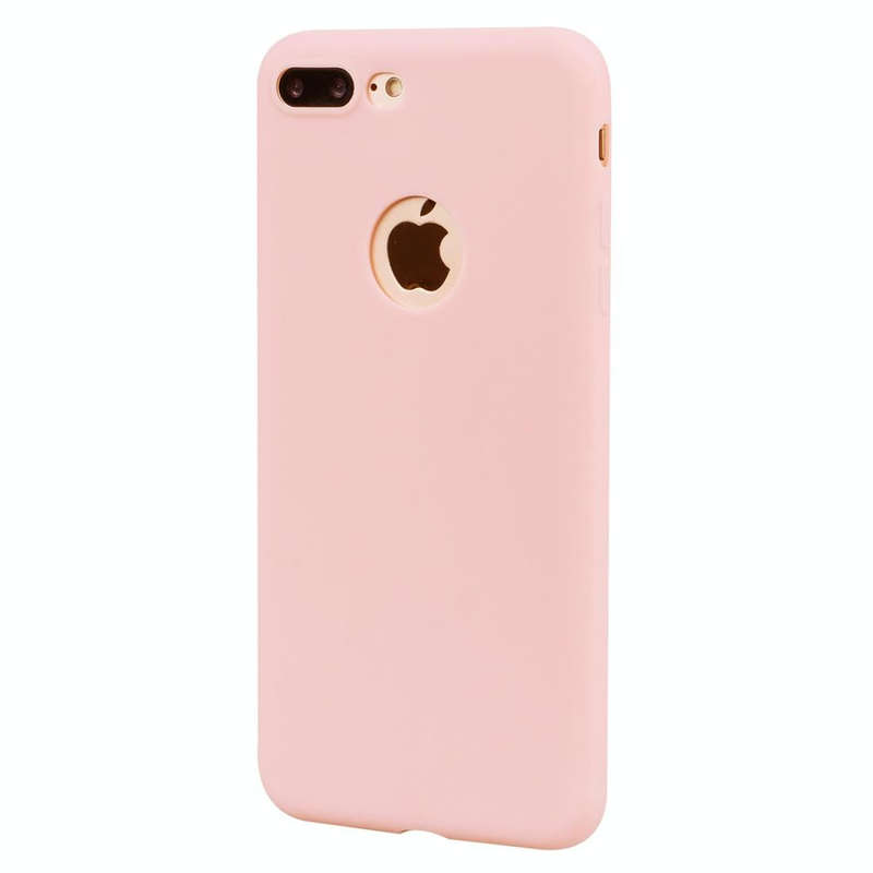 For iPhone 8 Plus / 7 Plus Candy Color TPU Case(Pink)