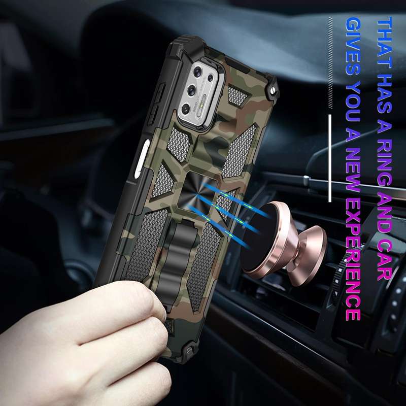 For Motorola Moto G Stylus (2021) Camouflage Armor Shockproof TPU + PC Magnetic Protective Case w...