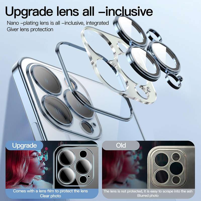 For iPhone 13 Pro Dustproof Glass Lens Protection Electroplating Phone Case(Gold)
