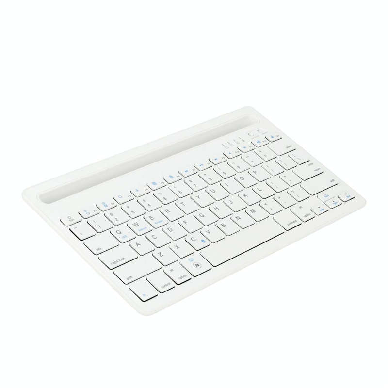 B908 Ultra-slim 78 Keys Bluetooth Wireless Keyboard with Concave Mobile Phone Holder (White)